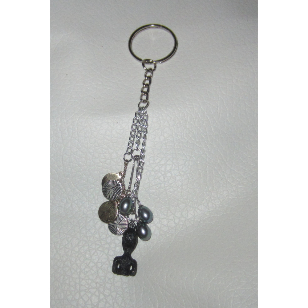Handmade Upcycled Alien Keychain Bag Charm Silver Tone